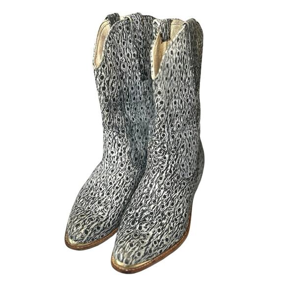 Rahgo Women’s Leather Ostrich Feather Pattern Western Boots Blue Size 5.5-6 (36) - Picture 1 of 8